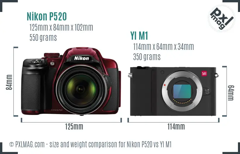 Nikon P520 vs YI M1 size comparison Nikon P520 vs YI M1 size comparison