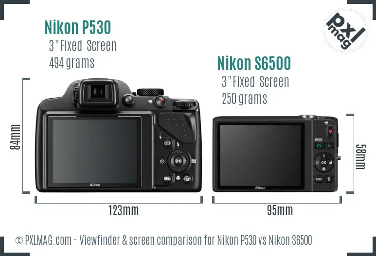 Nikon P530 vs Nikon S6500 Screen and Viewfinder comparison
