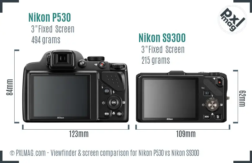 Nikon P530 vs Nikon S9300 Screen and Viewfinder comparison