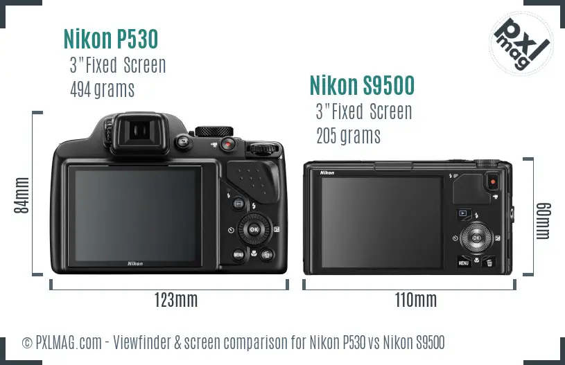 Nikon P530 vs Nikon S9500 Screen and Viewfinder comparison