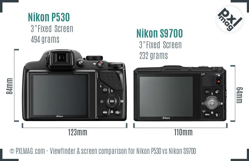 Nikon P530 vs Nikon S9700 Screen and Viewfinder comparison