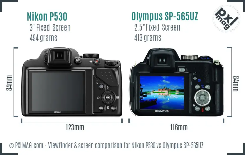Nikon P530 vs Olympus SP-565UZ Screen and Viewfinder comparison Nikon P530 vs Olympus SP-565UZ Screen and Viewfinder comparison