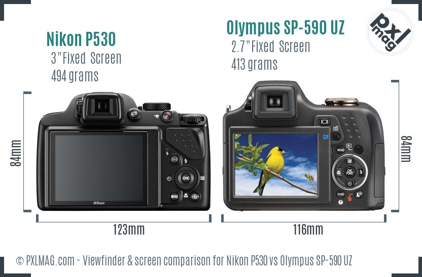 Nikon P530 vs Olympus SP-590 UZ Screen and Viewfinder comparison