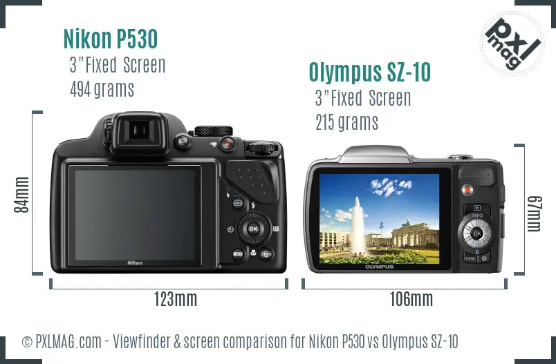 Nikon P530 vs Olympus SZ-10 Screen and Viewfinder comparison