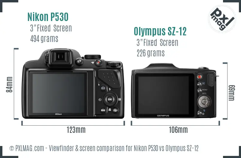 Nikon P530 vs Olympus SZ-12 Screen and Viewfinder comparison