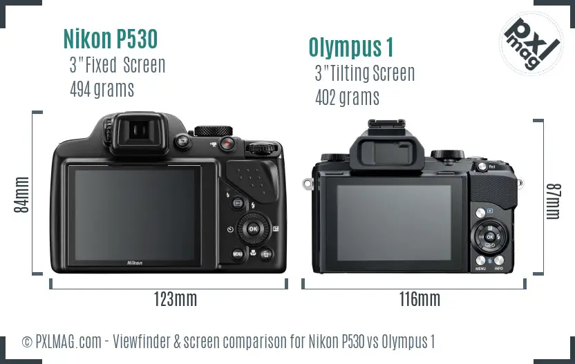 Nikon P530 vs Olympus 1 Screen and Viewfinder comparison