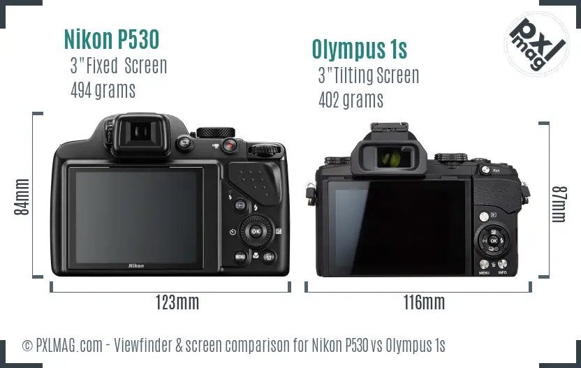 Nikon P530 vs Olympus 1s Screen and Viewfinder comparison