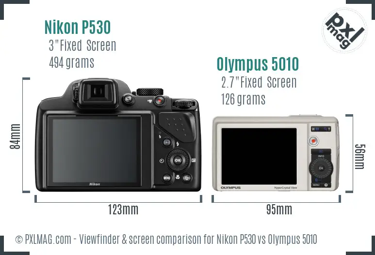 Nikon P530 vs Olympus 5010 Screen and Viewfinder comparison