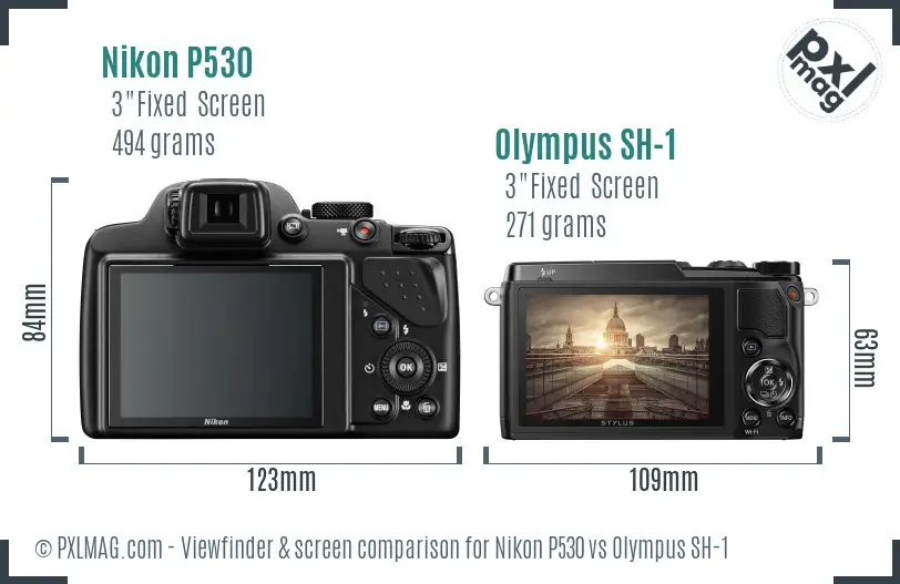 Nikon P530 vs Olympus SH-1 Screen and Viewfinder comparison