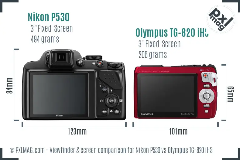 Nikon P530 vs Olympus TG-820 iHS Screen and Viewfinder comparison