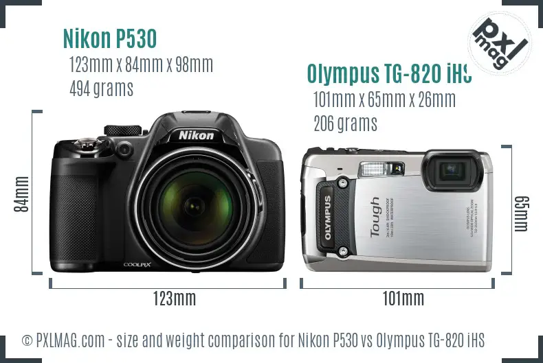 Nikon P530 vs Olympus TG-820 iHS size comparison