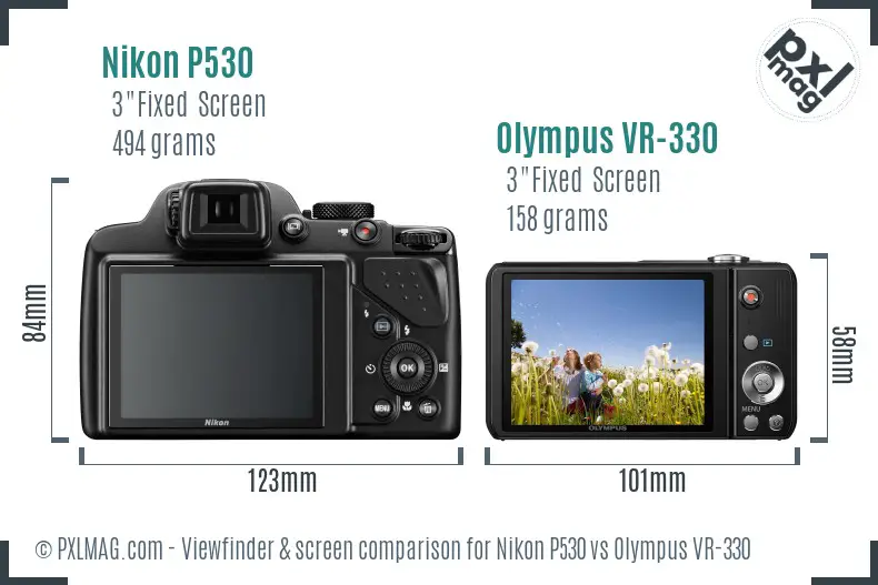 Nikon P530 vs Olympus VR-330 Screen and Viewfinder comparison Nikon P530 vs Olympus VR-330 Screen and Viewfinder comparison