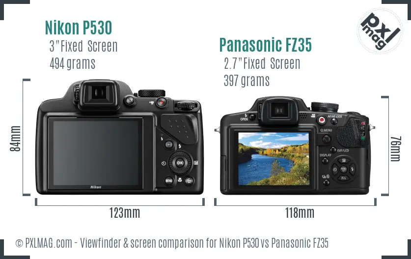Nikon P530 vs Panasonic FZ35 Screen and Viewfinder comparison