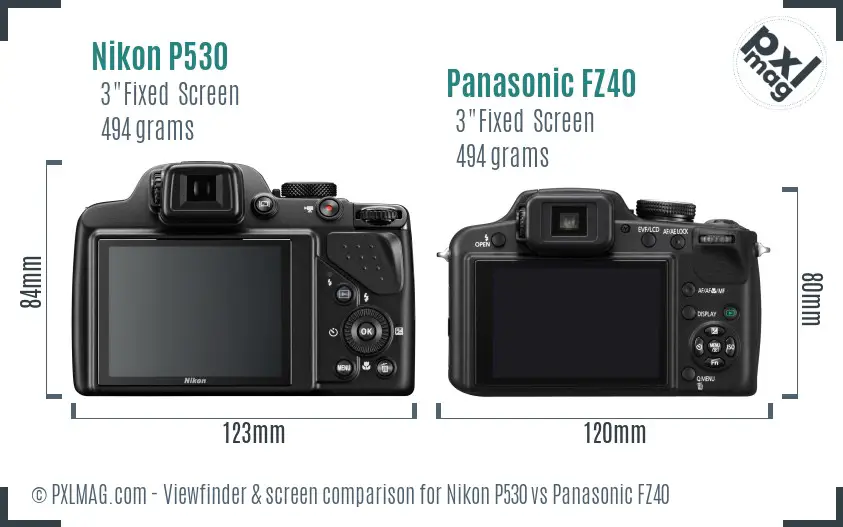 Nikon P530 vs Panasonic FZ40 Screen and Viewfinder comparison