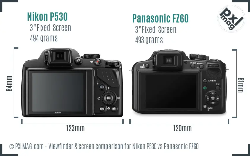 Nikon P530 vs Panasonic FZ60 Screen and Viewfinder comparison