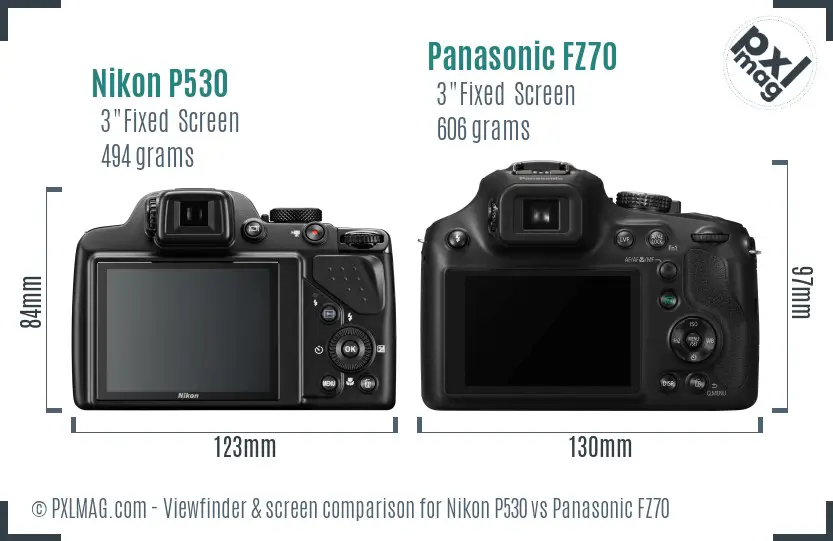 Nikon P530 vs Panasonic FZ70 Screen and Viewfinder comparison Nikon P530 vs Panasonic FZ70 Screen and Viewfinder comparison