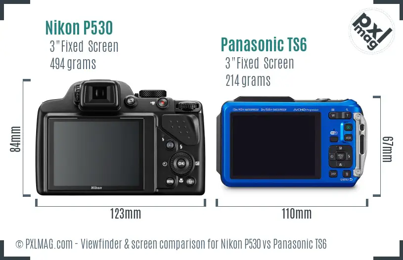 Nikon P530 vs Panasonic TS6 Screen and Viewfinder comparison