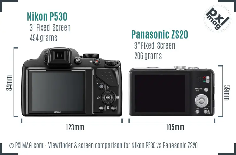 Nikon P530 vs Panasonic ZS20 Screen and Viewfinder comparison