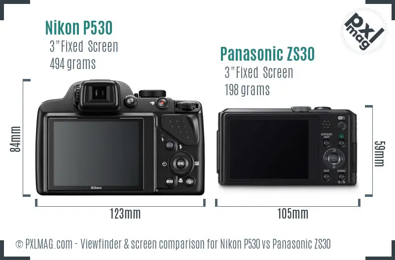 Nikon P530 vs Panasonic ZS30 Screen and Viewfinder comparison
