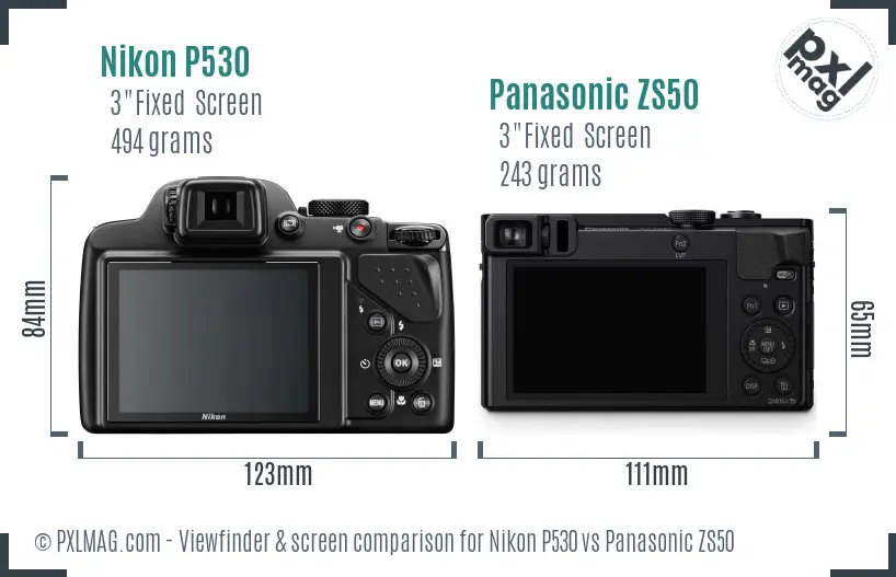 Nikon P530 vs Panasonic ZS50 Screen and Viewfinder comparison Nikon P530 vs Panasonic ZS50 Screen and Viewfinder comparison