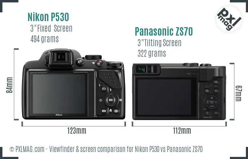 Nikon P530 vs Panasonic ZS70 Screen and Viewfinder comparison