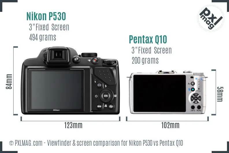 Nikon P530 vs Pentax Q10 Screen and Viewfinder comparison