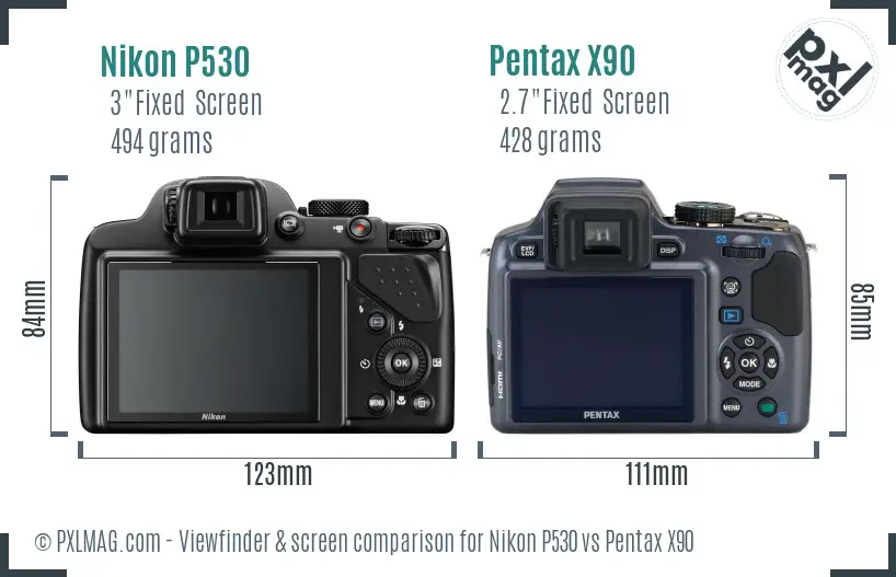 Nikon P530 vs Pentax X90 Screen and Viewfinder comparison