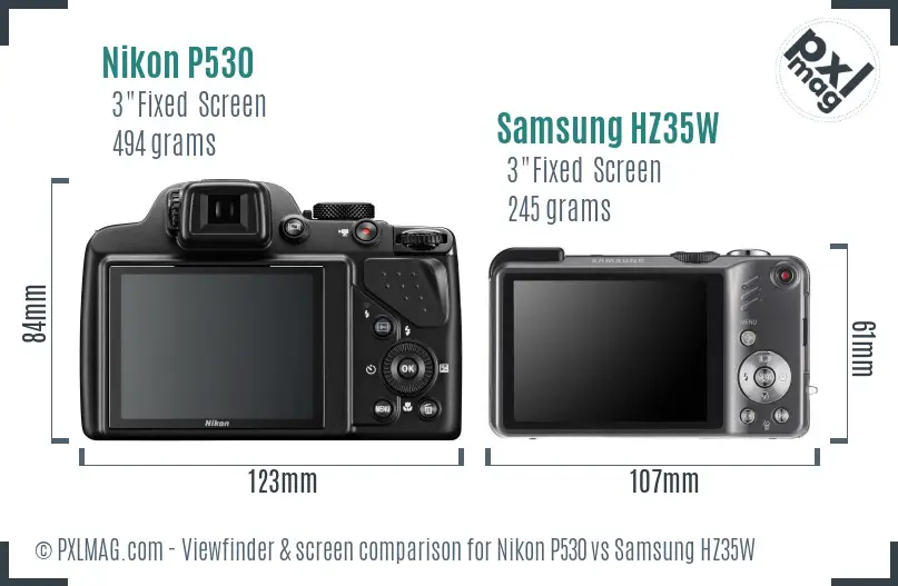 Nikon P530 vs Samsung HZ35W Screen and Viewfinder comparison