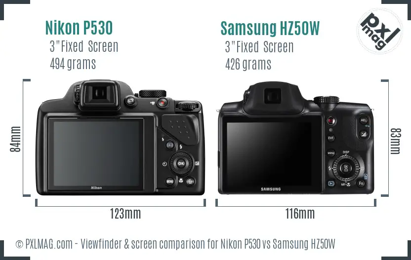Nikon P530 vs Samsung HZ50W Screen and Viewfinder comparison Nikon P530 vs Samsung HZ50W Screen and Viewfinder comparison