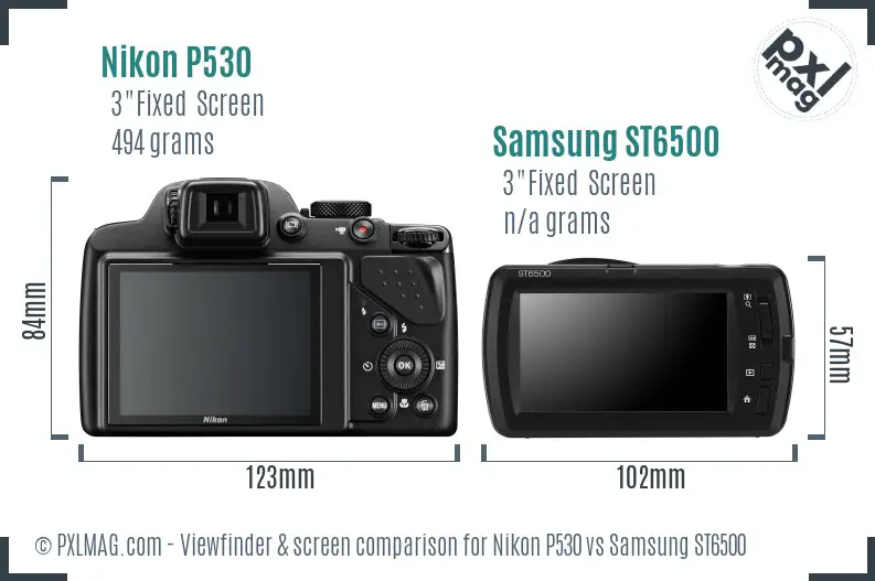 Nikon P530 vs Samsung ST6500 Screen and Viewfinder comparison