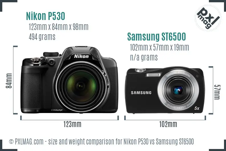 Nikon P530 vs Samsung ST6500 size comparison