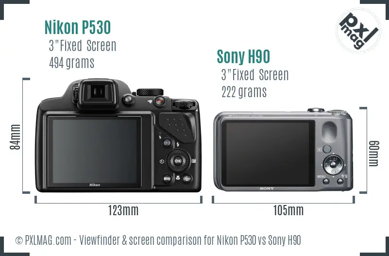 Nikon P530 vs Sony H90 Screen and Viewfinder comparison