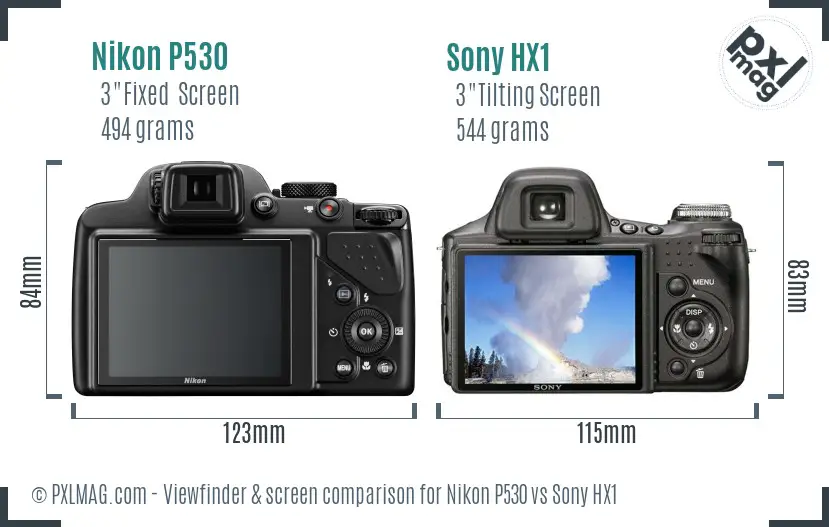 Nikon P530 vs Sony HX1 Screen and Viewfinder comparison