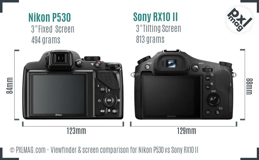 Nikon P530 vs Sony RX10 II Screen and Viewfinder comparison Nikon P530 vs Sony RX10 II Screen and Viewfinder comparison