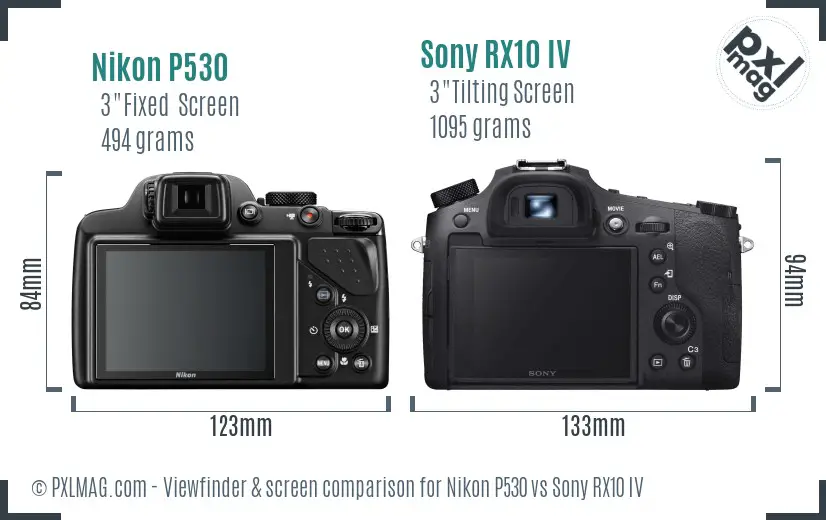 Nikon P530 vs Sony RX10 IV Screen and Viewfinder comparison