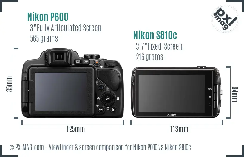 Nikon P600 vs Nikon S810c Screen and Viewfinder comparison Nikon P600 vs Nikon S810c Screen and Viewfinder comparison