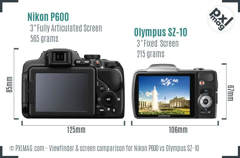 Nikon P600 vs Olympus SZ-10 Screen and Viewfinder comparison Nikon P600 vs Olympus SZ-10 Screen and Viewfinder comparison
