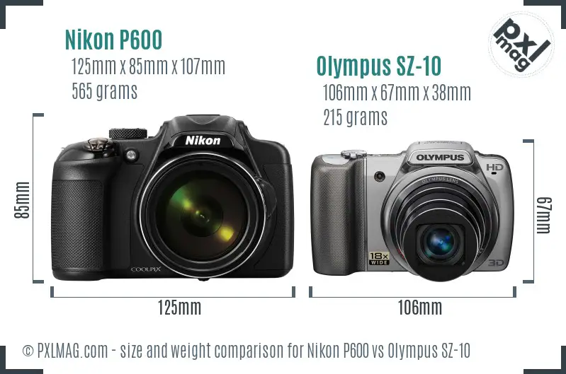 Nikon P600 vs Olympus SZ-10 size comparison Nikon P600 vs Olympus SZ-10 size comparison