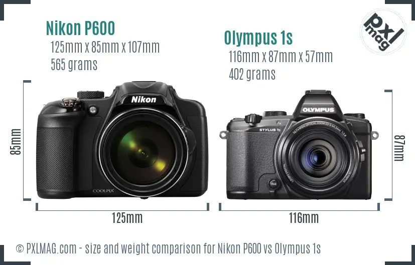 Nikon P600 vs Olympus 1s size comparison Nikon P600 vs Olympus 1s size comparison