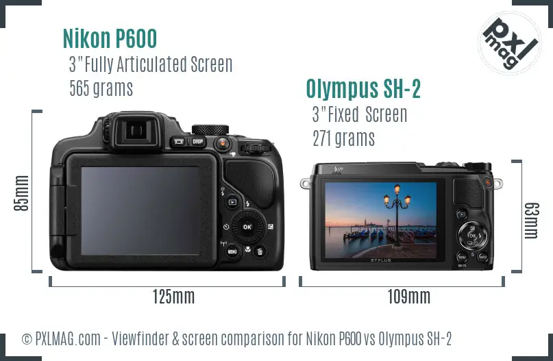 Nikon P600 vs Olympus SH-2 Screen and Viewfinder comparison Nikon P600 vs Olympus SH-2 Screen and Viewfinder comparison