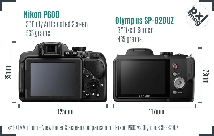 Nikon P600 vs Olympus SP-820UZ Screen and Viewfinder comparison Nikon P600 vs Olympus SP-820UZ Screen and Viewfinder comparison