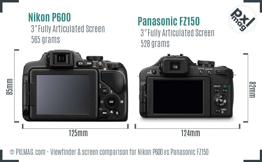 Nikon P600 vs Panasonic FZ150 Screen and Viewfinder comparison Nikon P600 vs Panasonic FZ150 Screen and Viewfinder comparison
