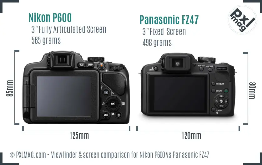 Nikon P600 vs Panasonic FZ47 Screen and Viewfinder comparison Nikon P600 vs Panasonic FZ47 Screen and Viewfinder comparison