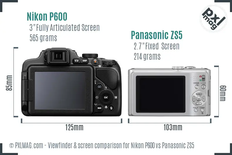 Nikon P600 vs Panasonic ZS5 Screen and Viewfinder comparison Nikon P600 vs Panasonic ZS5 Screen and Viewfinder comparison