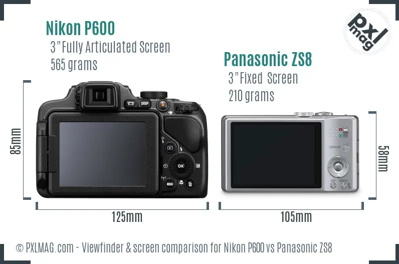 Nikon P600 vs Panasonic ZS8 Screen and Viewfinder comparison Nikon P600 vs Panasonic ZS8 Screen and Viewfinder comparison