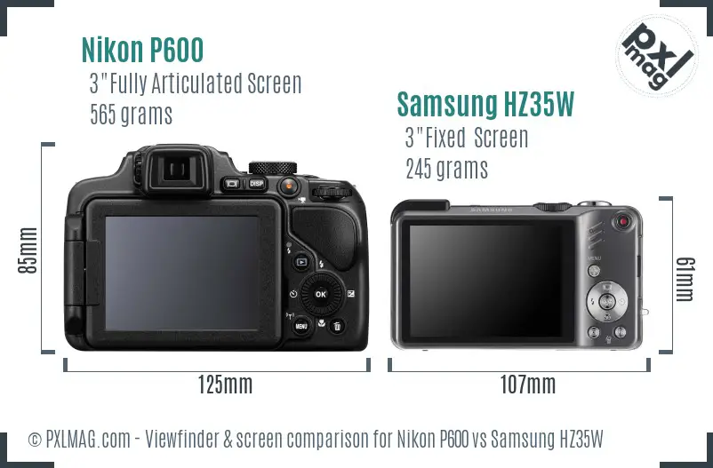Nikon P600 vs Samsung HZ35W Screen and Viewfinder comparison Nikon P600 vs Samsung HZ35W Screen and Viewfinder comparison