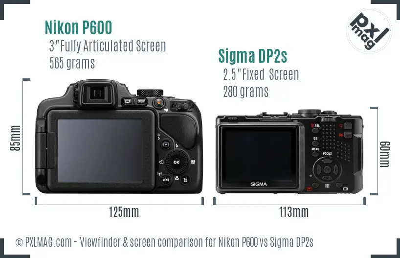 Nikon P600 vs Sigma DP2s Screen and Viewfinder comparison