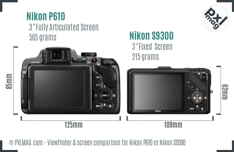 Nikon P610 vs Nikon S9300 Screen and Viewfinder comparison Nikon P610 vs Nikon S9300 Screen and Viewfinder comparison
