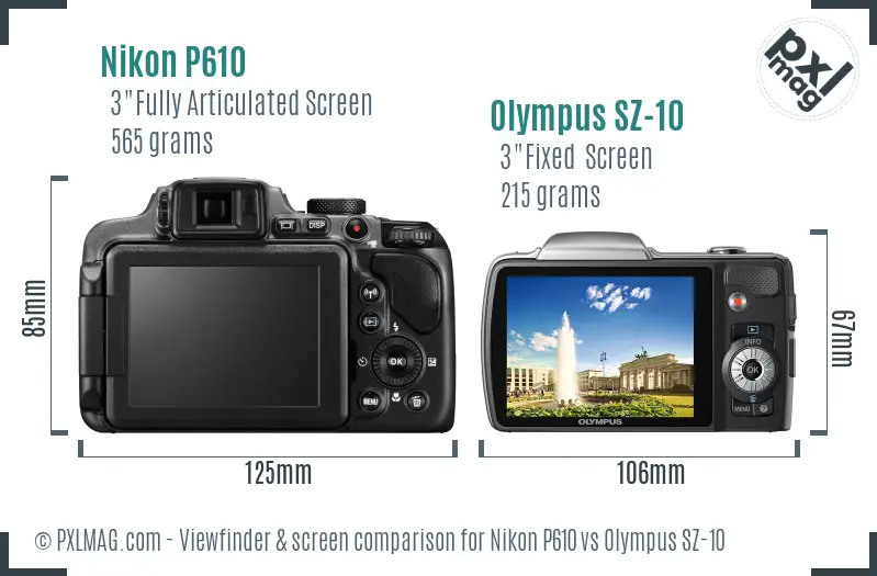 Nikon P610 vs Olympus SZ-10 Screen and Viewfinder comparison Nikon P610 vs Olympus SZ-10 Screen and Viewfinder comparison