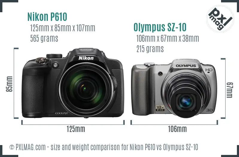 Nikon P610 vs Olympus SZ-10 size comparison Nikon P610 vs Olympus SZ-10 size comparison